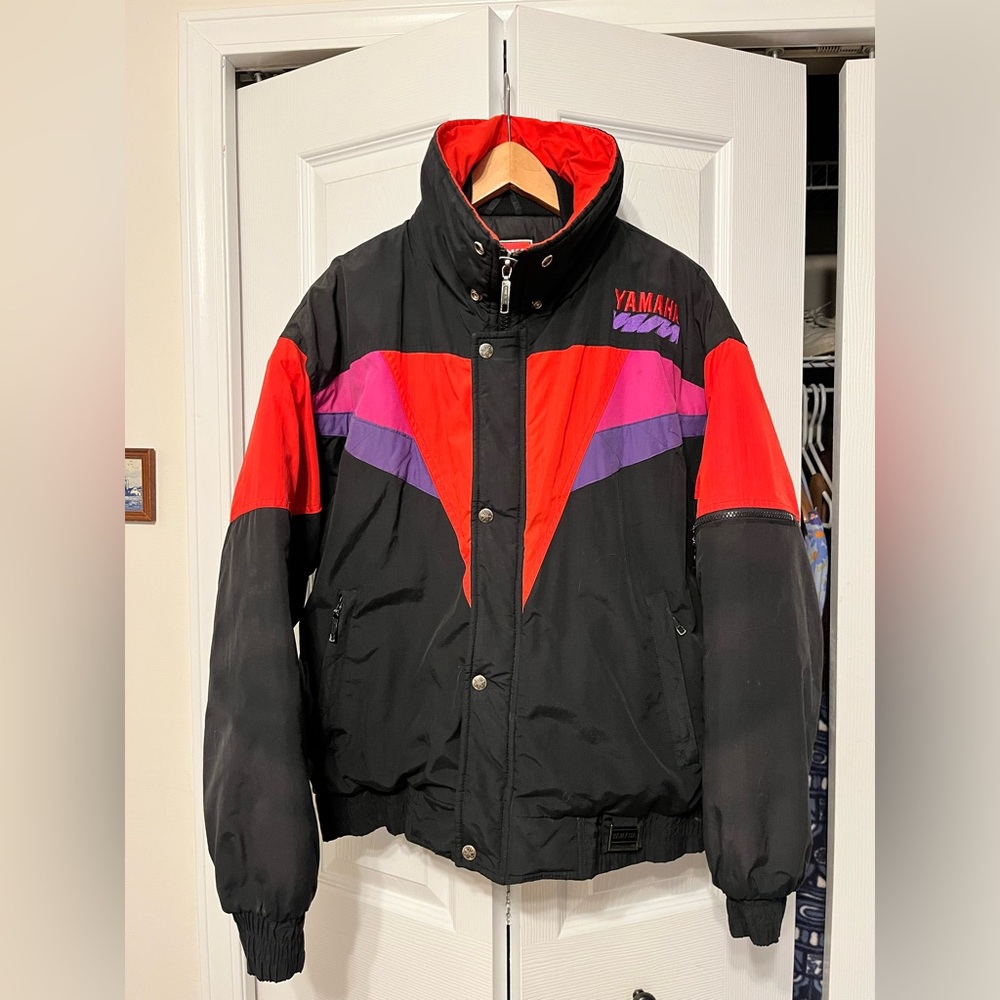 Vintage Yamaha Performance Jacket in Black, Red, and Purple